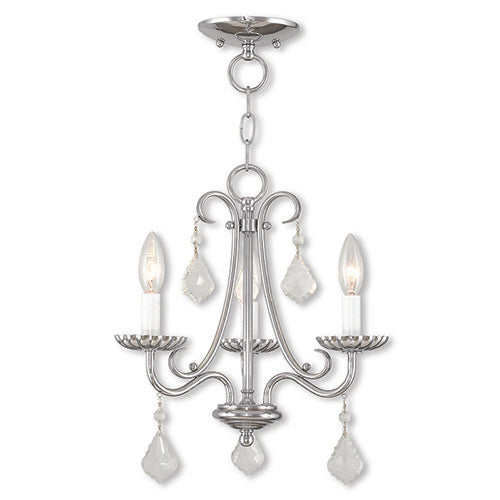 ##Antique Hardware## 3 Light Polished Chrome Chandelier