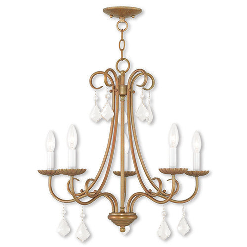 ##Antique Hardware## 5 Light Antique Gold Leaf Chandelier