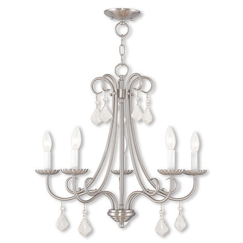 ##Antique Hardware## 5 Light Brushed Nickel Chandelier