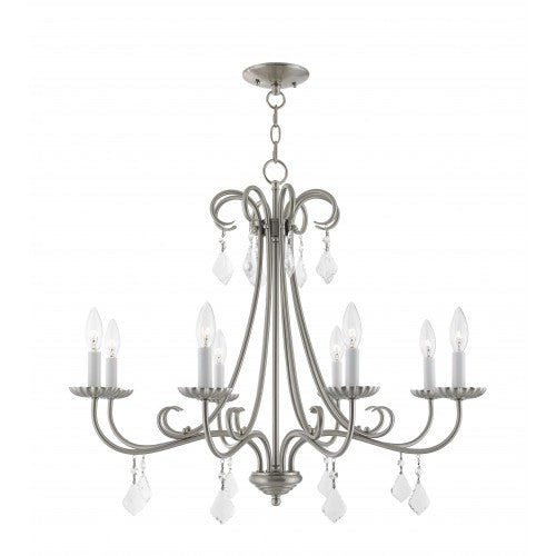 ##Antique Hardware## 8 Light Brushed Nickel Chandelier