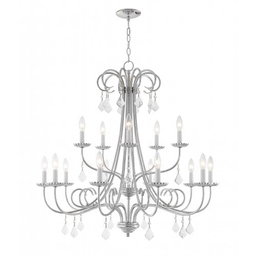 ##Antique Hardware## 15 Light Polished Chrome Foyer Chandelier