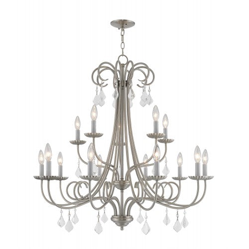 ##Antique Hardware## 15 Light Brushed Nickel Foyer Chandelier