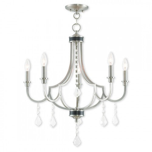 ##Antique Hardware## 5 Light Brushed Nickel Chandelier