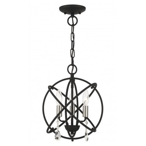 ##Antique Hardware## 3 Light Black Convertible Chandelier / Semi Flush