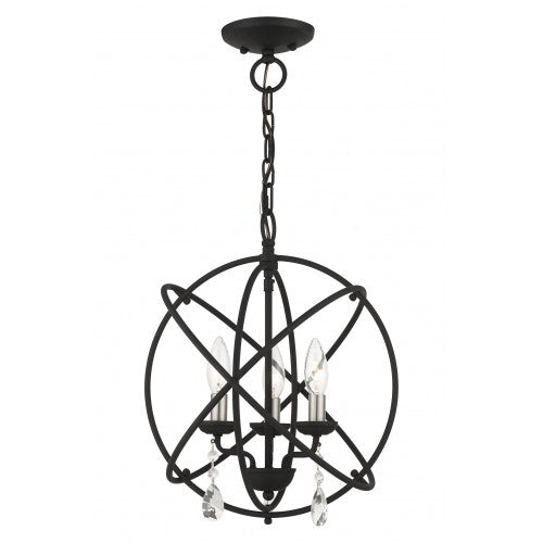 ##Antique Hardware## 3 Light Black Convertible Chandelier / Semi Flush