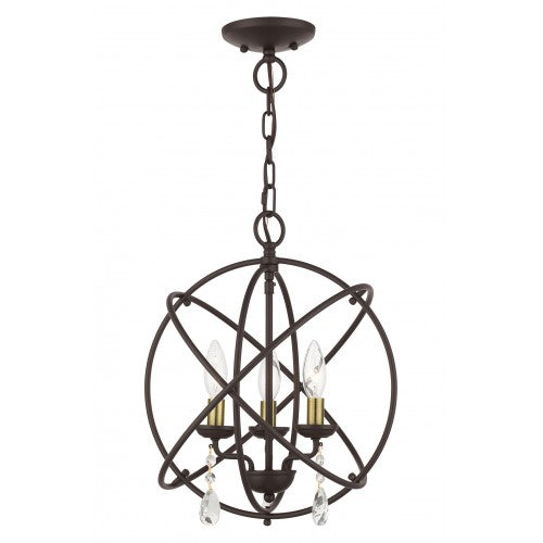 ##Antique Hardware## 3 Light Bronze Convertible Chandelier / Semi Flush