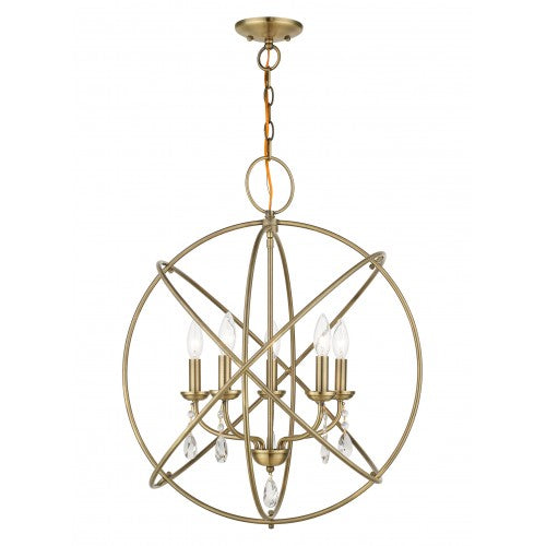 ##Antique Hardware## 5 Light Antique Brass Chandelier