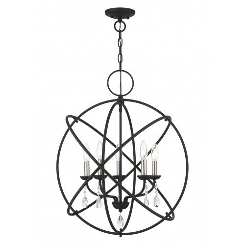 ##Antique Hardware## 5 Light Black Chandelier