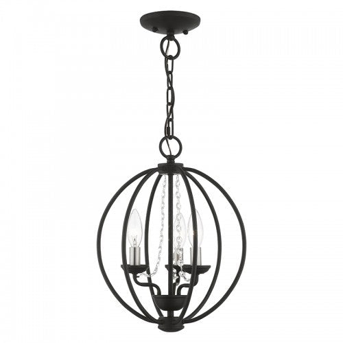 ##Antique Hardware## 3 Light Black with Brushed Nickel Finish Candles Globe Convertible Mini Chandelier/ Semi-Flush