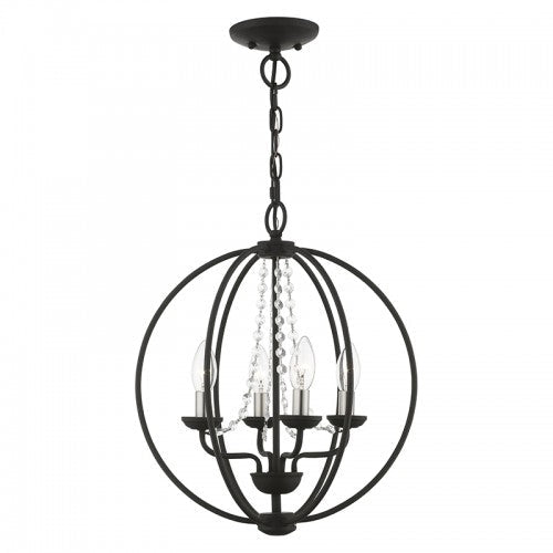 ##Antique Hardware## 4 Light Black with Brushed Nickel Finish Candles Globe Convertible Chandelier/ Semi-Flush