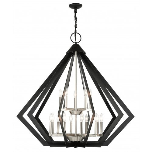 ##Antique Hardware## 15 Light Black Foyer Chandelier