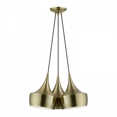 ##Antique Hardware## 3 Light Antique Brass Cluster Pendant