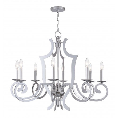 ##Antique Hardware## 8 Light Polished Chrome Chandelier