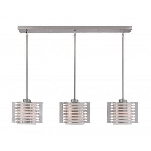 ##Antique Hardware## 3 Light Brushed Nickel Linear Chandelier