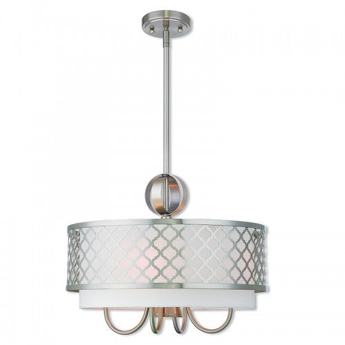 ##Antique Hardware## 5 Light Brushed Nickel Pendant Chandelier