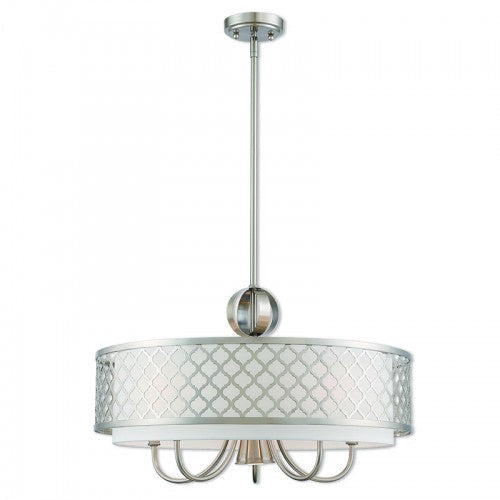 ##Antique Hardware## 6 Light Brushed Nickel Pendant Chandelier