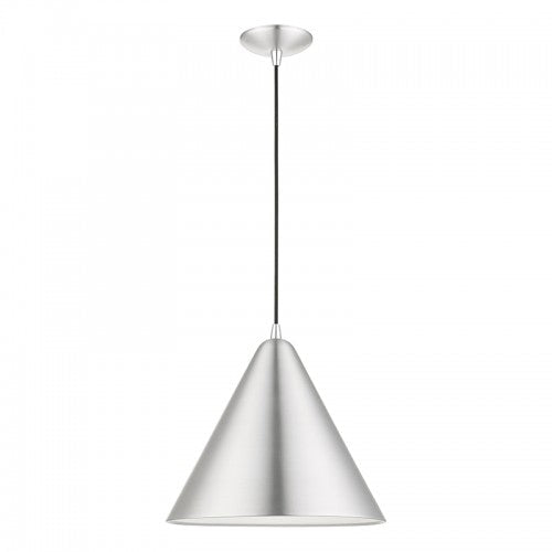 Antique Hardware 1 Light Brushed Aluminum with Polished Chrome Accents Pendant Pendant