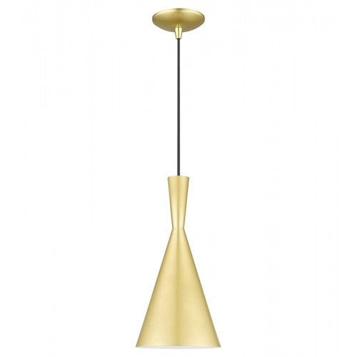 Antique Hardware 1 Light Soft Gold Pendant with Polished Brass Finish Accents Pendant