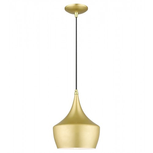 ##Antique Hardware## 1 Light Soft Gold Pendant with Polished Brass Finish Accents