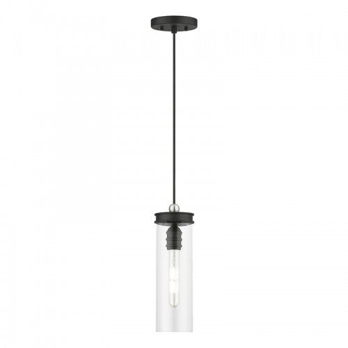 Antique Hardware 1 Light Black with Brushed Nickel Accent Mini Pendant Pendant