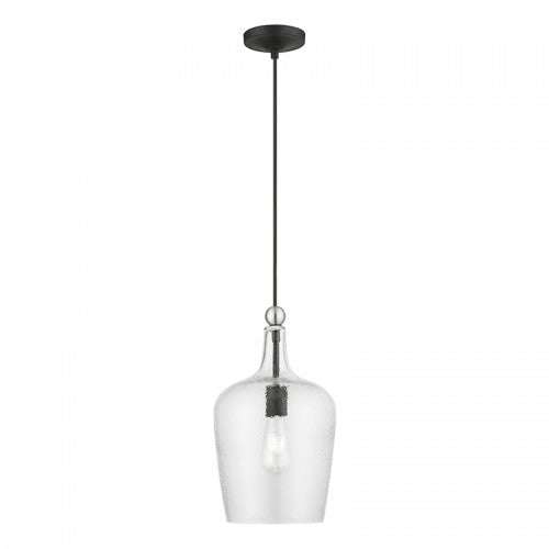 Antique Hardware 1 Light Black with Brushed Nickel Accent Single Pendant Pendant