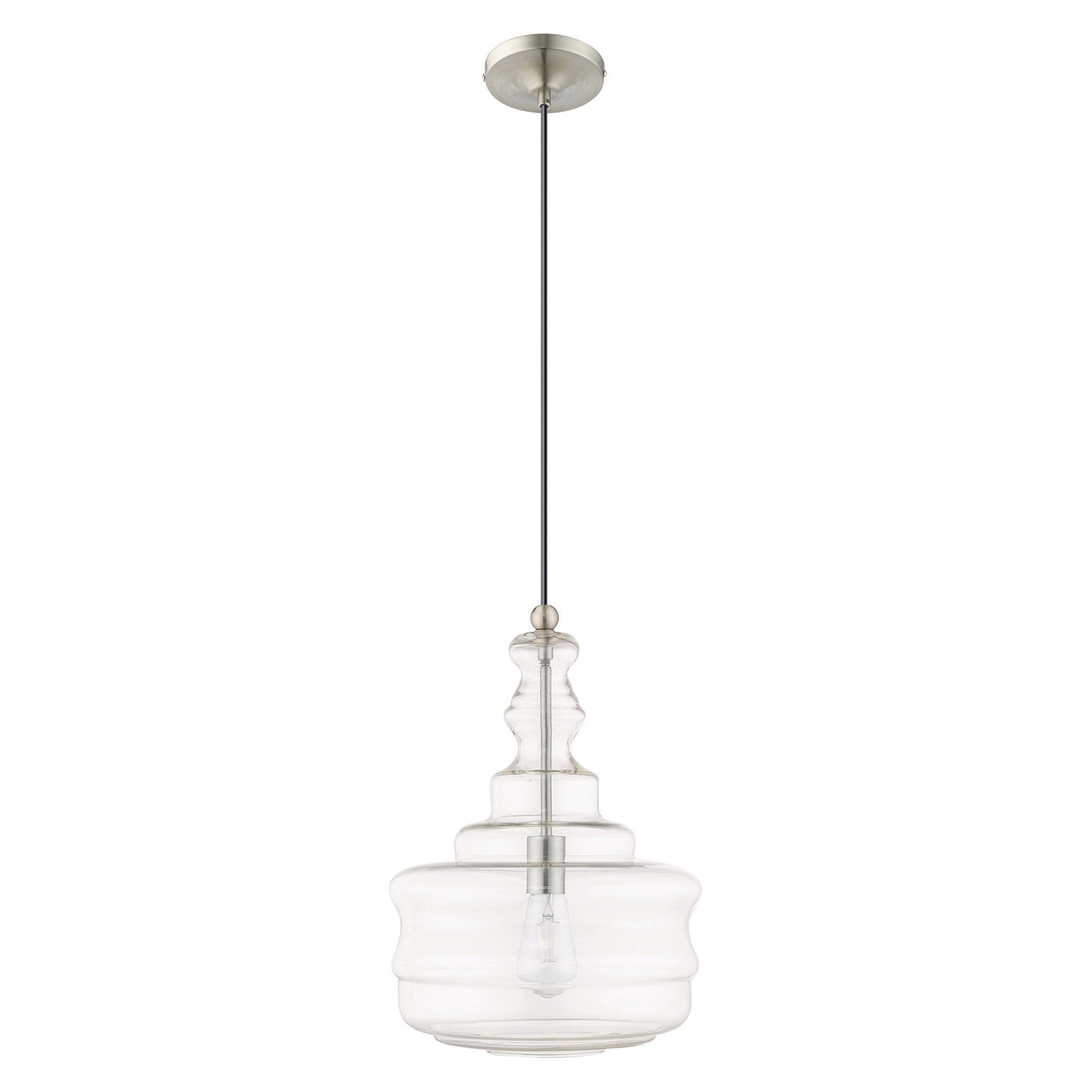 Antique Hardware 1 Light Brushed Nickel Single Pendant Pendant