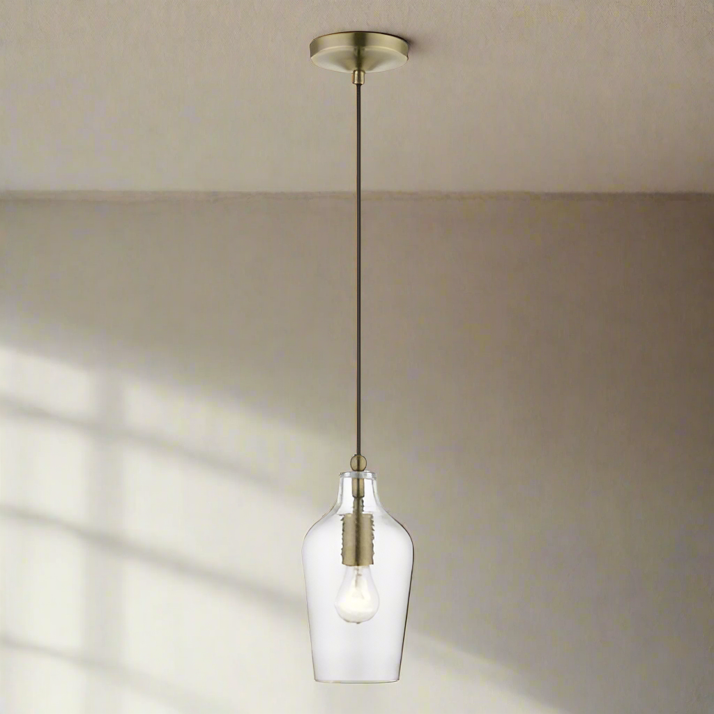 ##Antique Hardware## 1 Light Antique Brass Mini Pendant