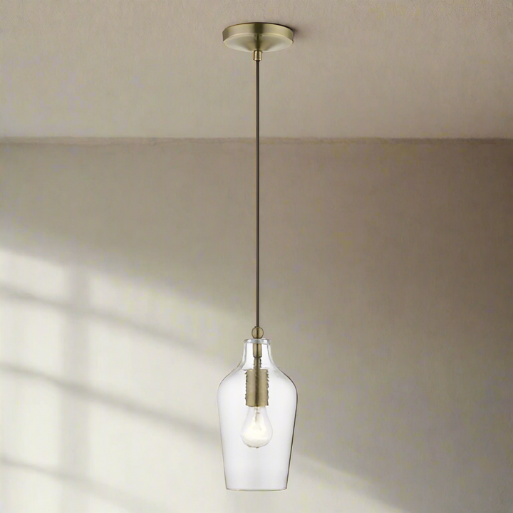 ##Antique Hardware## 1 Light Antique Brass Mini Pendant