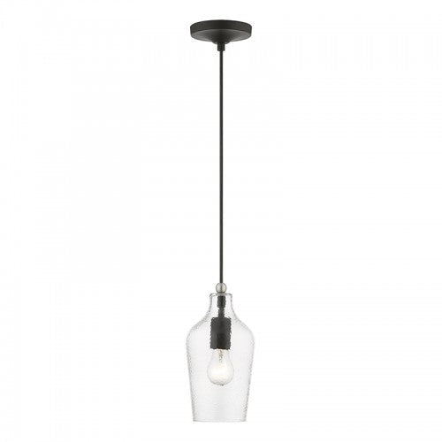 Antique Hardware 1 Light Black with Brushed Nickel Accent Mini Pendant Pendant