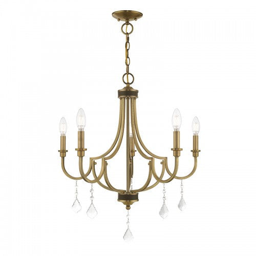 ##Antique Hardware## 5 Light Antique Brass Chandelier