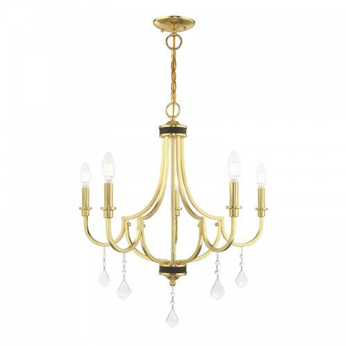 ##Antique Hardware## 5 Light Polished Brass Chandelier