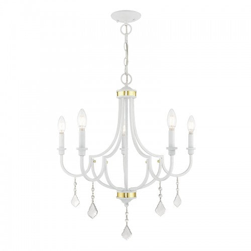 ##Antique Hardware## 5 Light White Chandelier