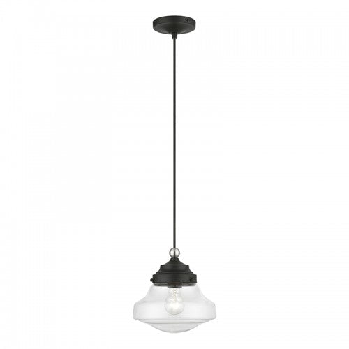 Antique Hardware 1 Light Black with Brushed Nickel Accent Mini Pendant Pendant