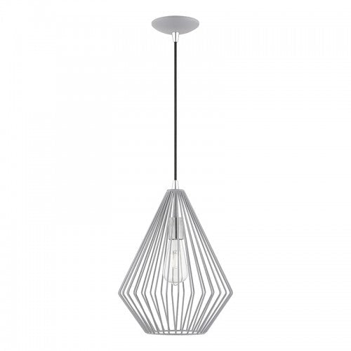 Antique Hardware 1 Light Nordic Gray with Polished Chrome Accents Pendant Pendant