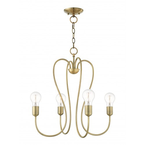 ##Antique Hardware## 4 Light Antique Brass Chandelier