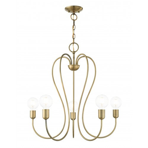 ##Antique Hardware## 5 Light Antique Brass Chandelier