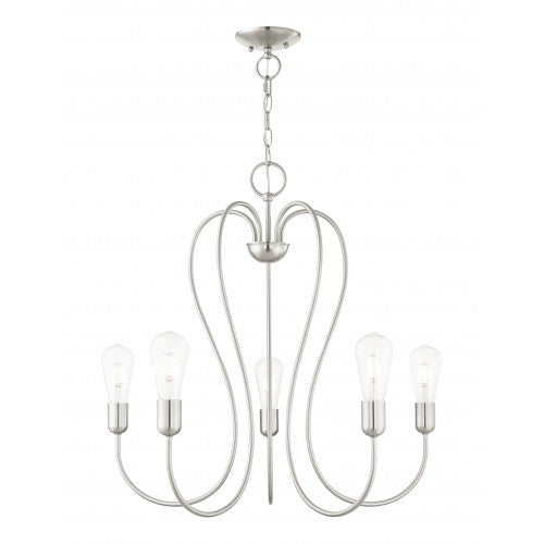 ##Antique Hardware## 5 Light Brushed Nickel Chandelier