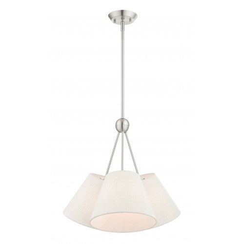 Antique Hardware 3 Light Brushed Nickel Shaded Chandelier Chandelier