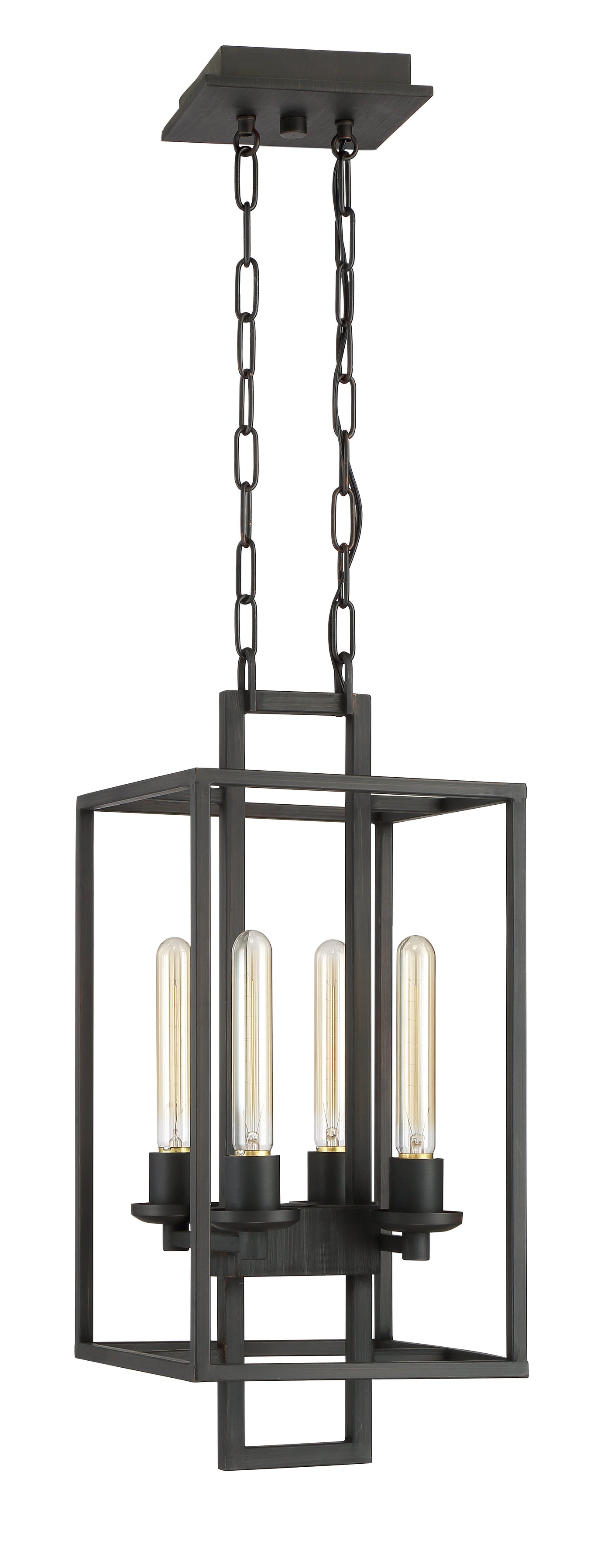 ##Antique Hardware## Cubic 4 Light Foyer in Aged Bronze Brushed