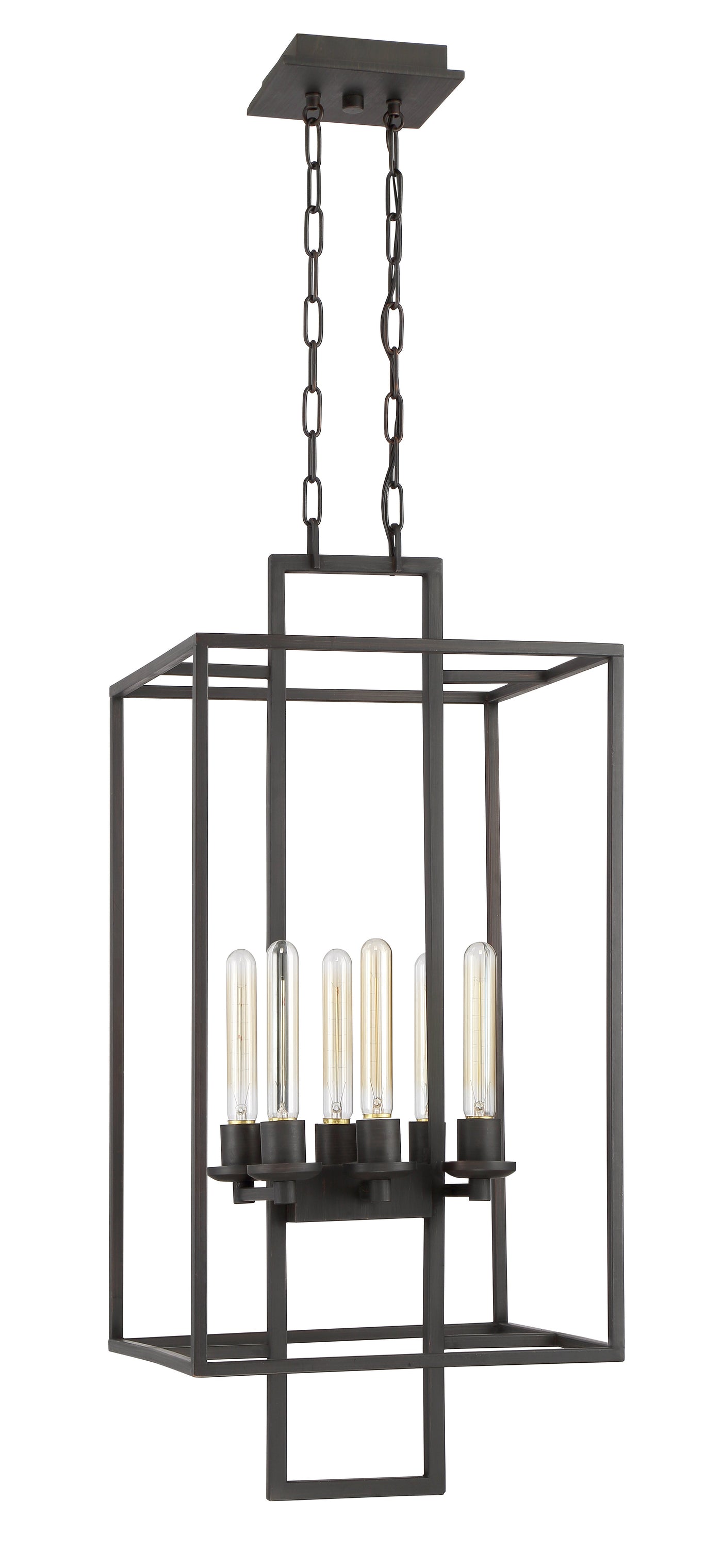 ##Antique Hardware## Cubic 6 Light Foyer in Aged Bronze Brushed