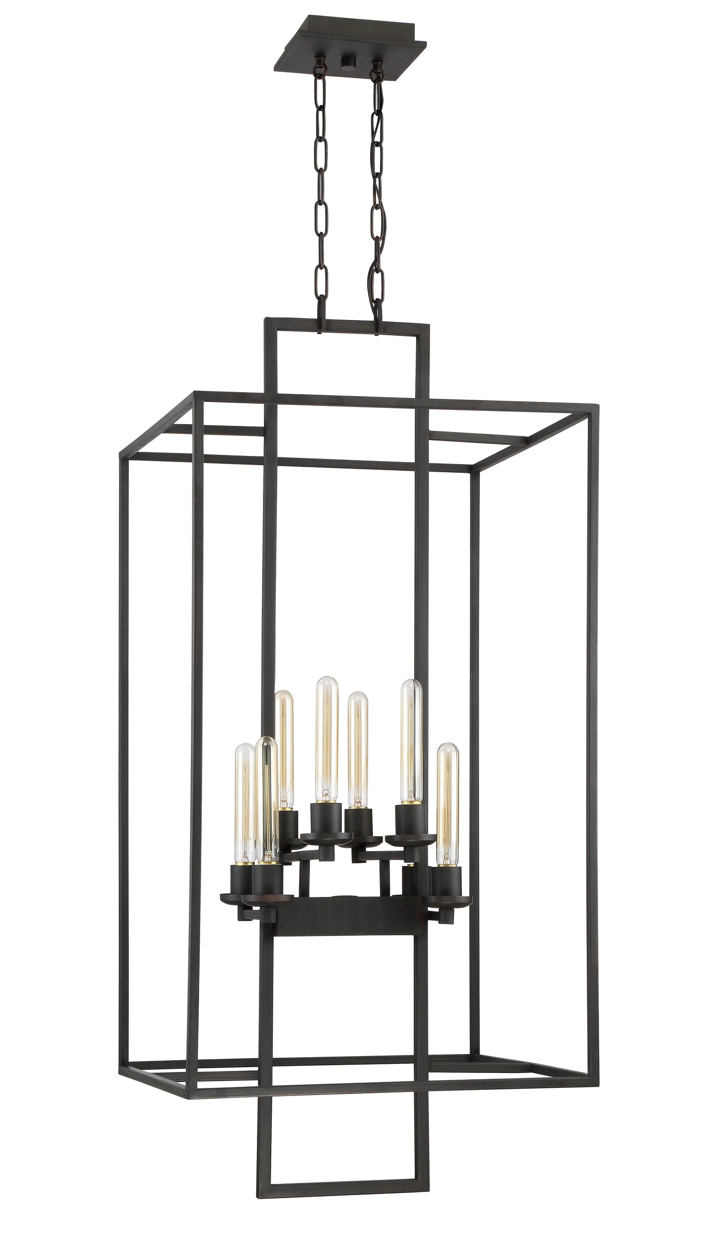 ##Antique Hardware## Cubic 8 Light Foyer in Aged Bronze Brushed