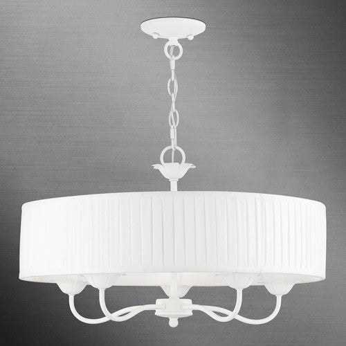 ##Antique Hardware## 5 Light White Pendant Chandelier