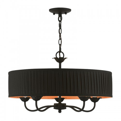 ##Antique Hardware## 5 Light Black Pendant Chandelier