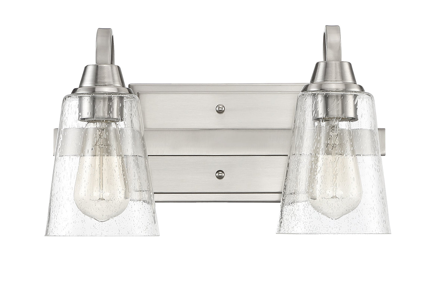 ##Antique Hardware## Grace 2 Light Vanity in Brushed Polished Nickel (Clear Seeded Glass)