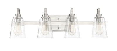 ##Antique Hardware## Grace 4 Light Vanity in Brushed Polished Nickel (Clear Seeded Glass)