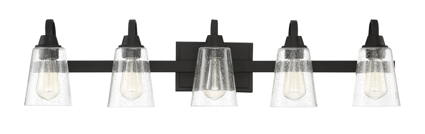 ##Antique Hardware## Grace 5 Light Vanity in Espresso (Clear Seeded Glass)