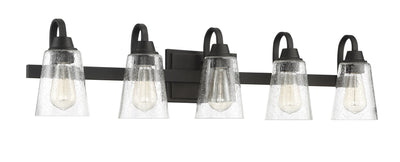 ##Antique Hardware## Grace 5 Light Vanity in Espresso (Clear Seeded Glass)