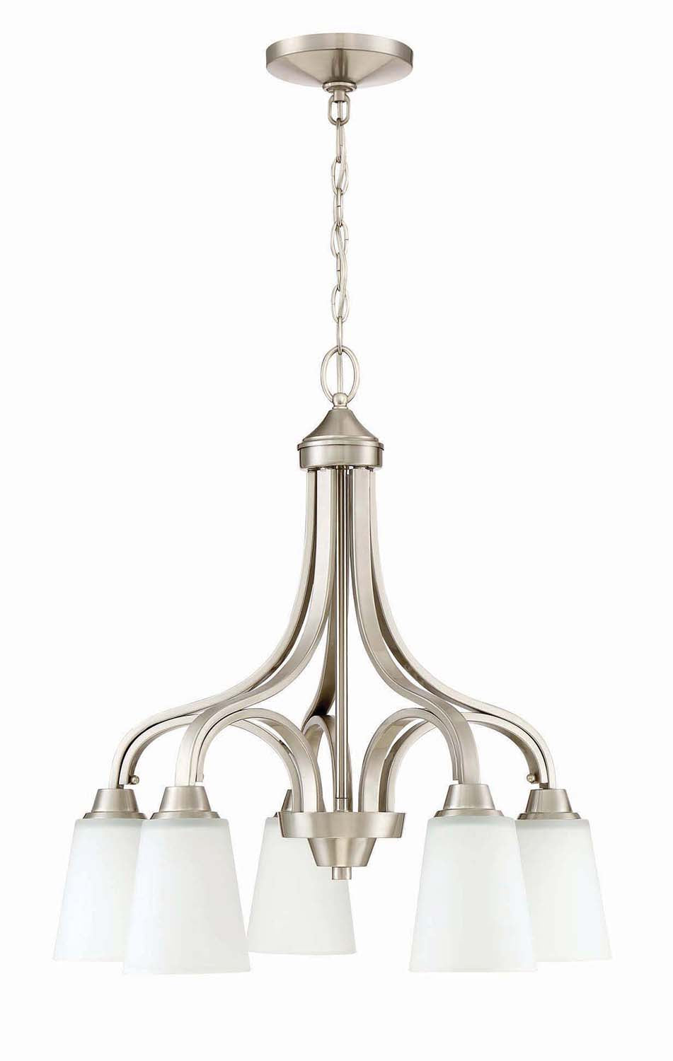 ##Antique Hardware## Grace 5 Light Down Chandelier in Brushed Polished Nickel