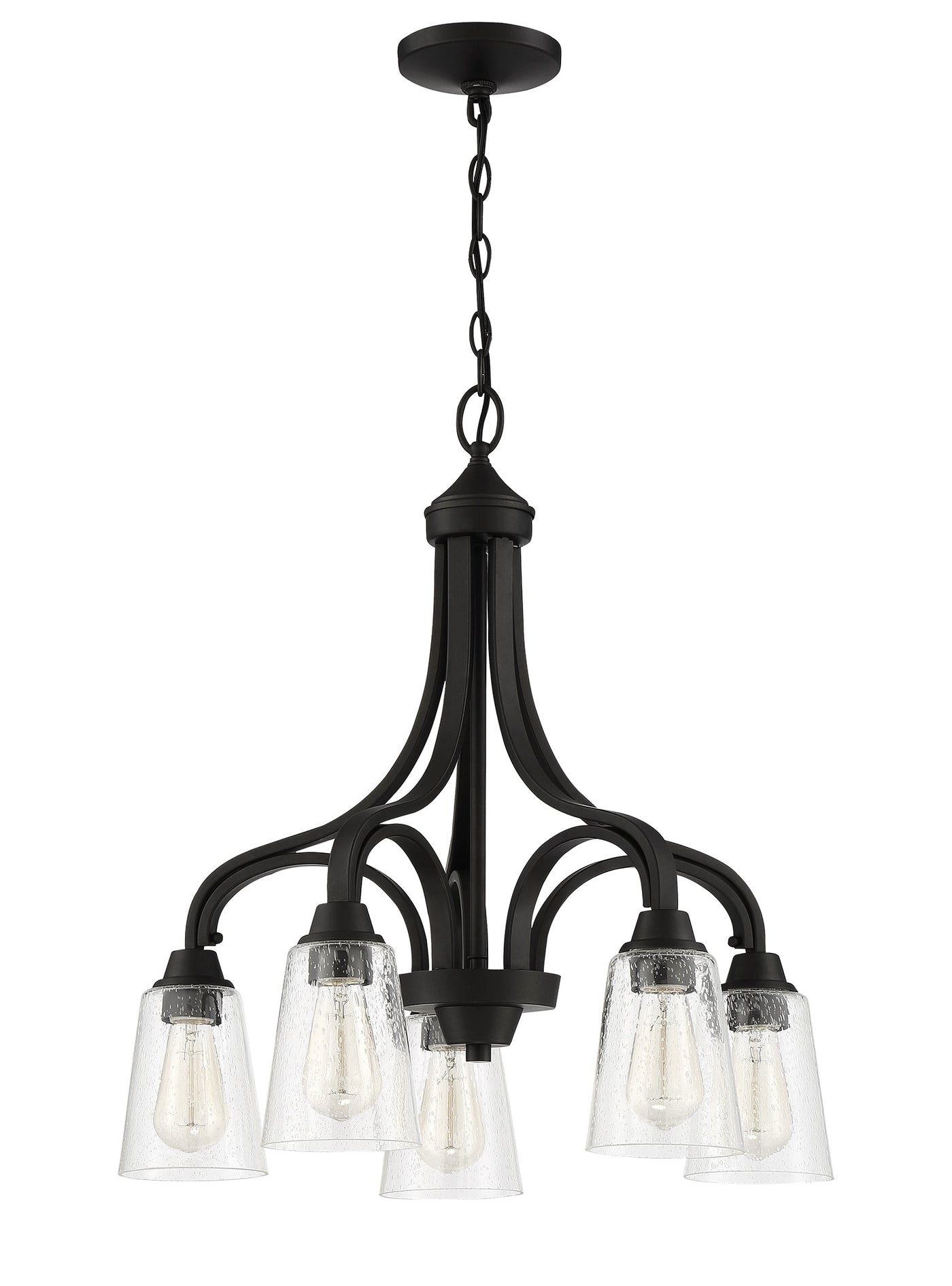 ##Antique Hardware## Grace 5 Light Down Chandelier in Espresso (Clear Seeded Glass)