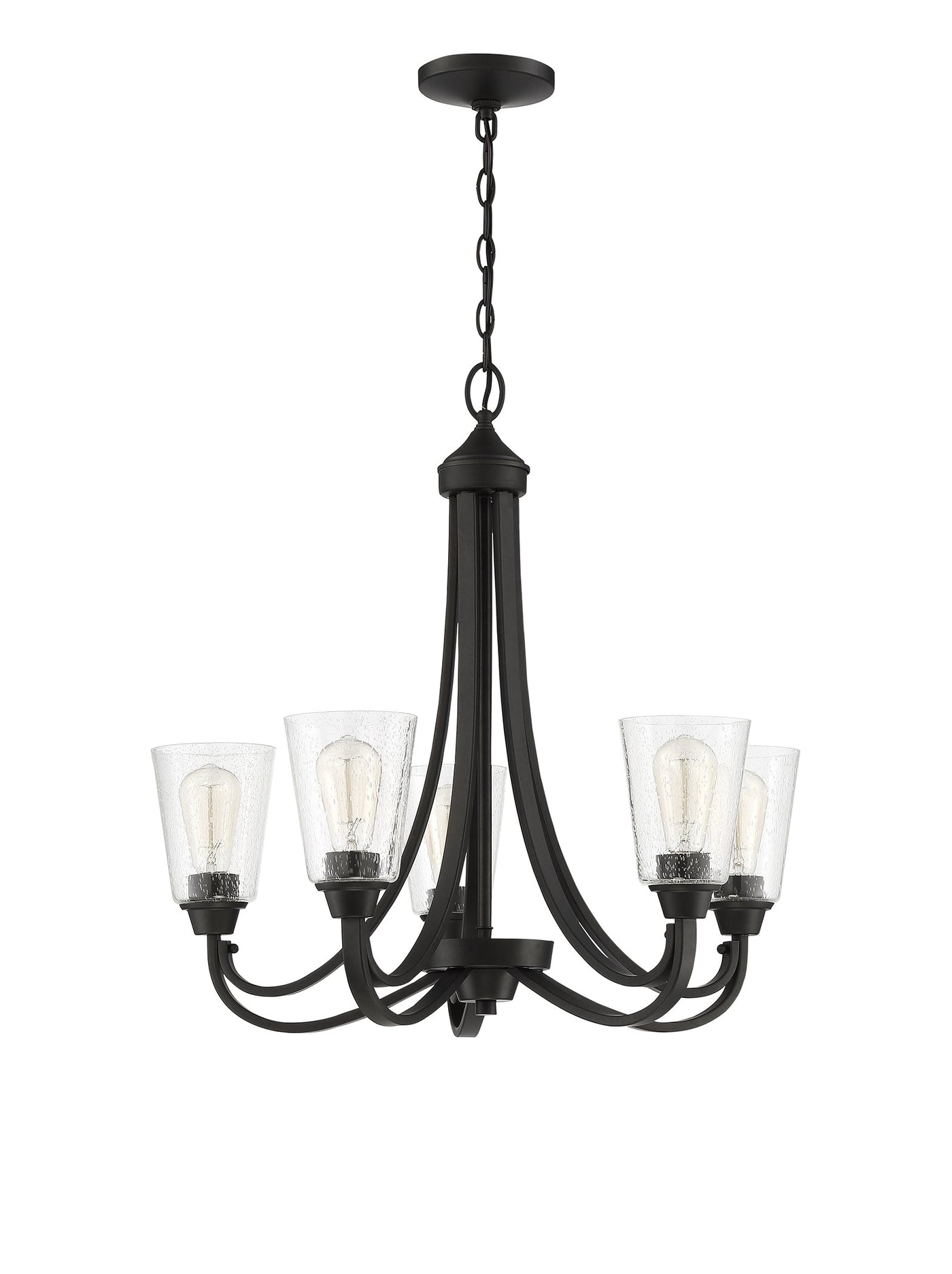 ##Antique Hardware## Grace 5 Light Chandelier in Espresso (Clear Seeded Glass)